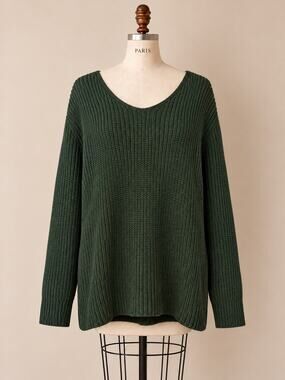 Pact Forest Green Cotton Tie-Back Sweater, Medium